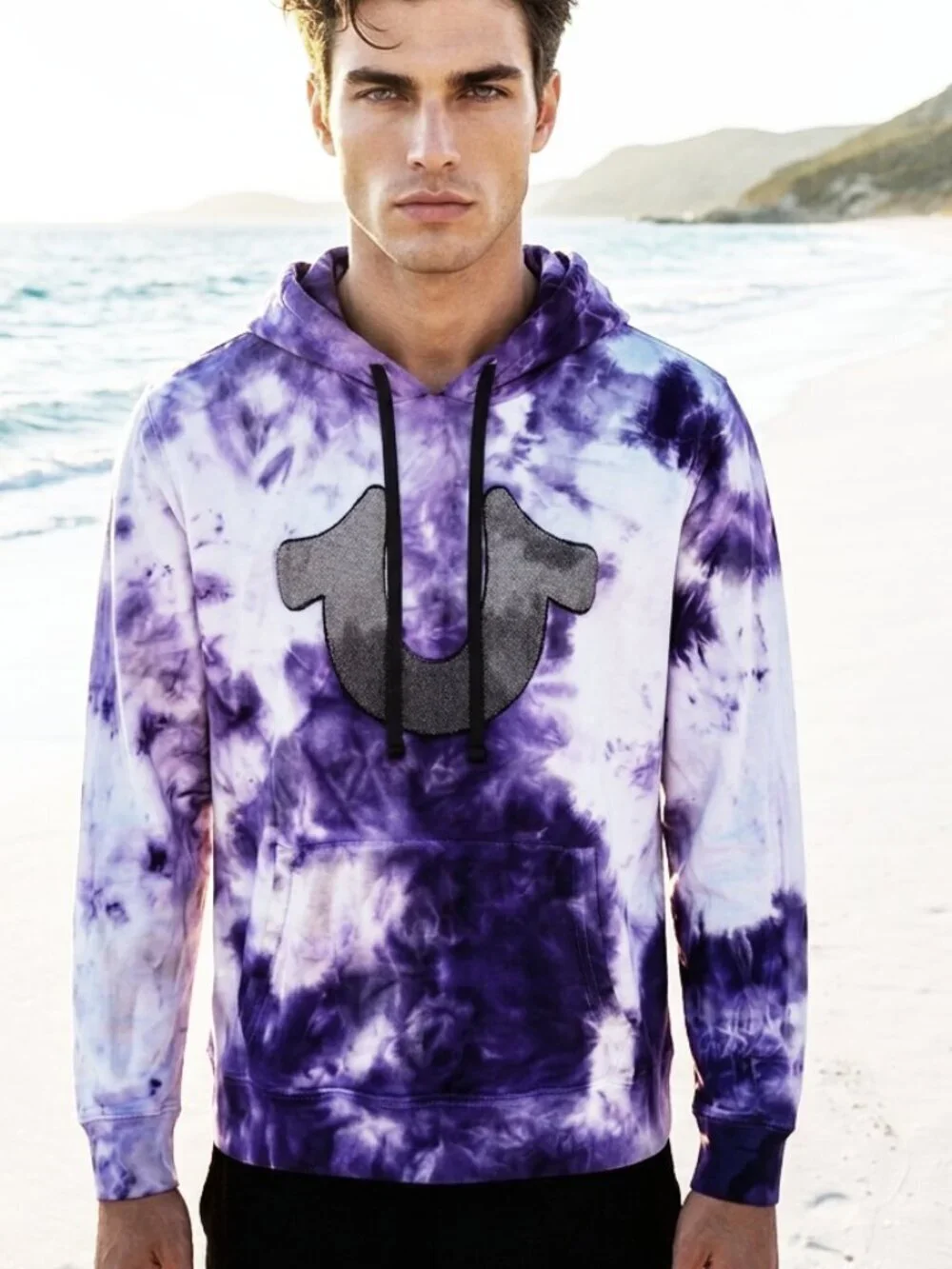 True Religion Tie Dye Hoodie Pullover Sweatshirt Blue Size Medium Unisex Dyed